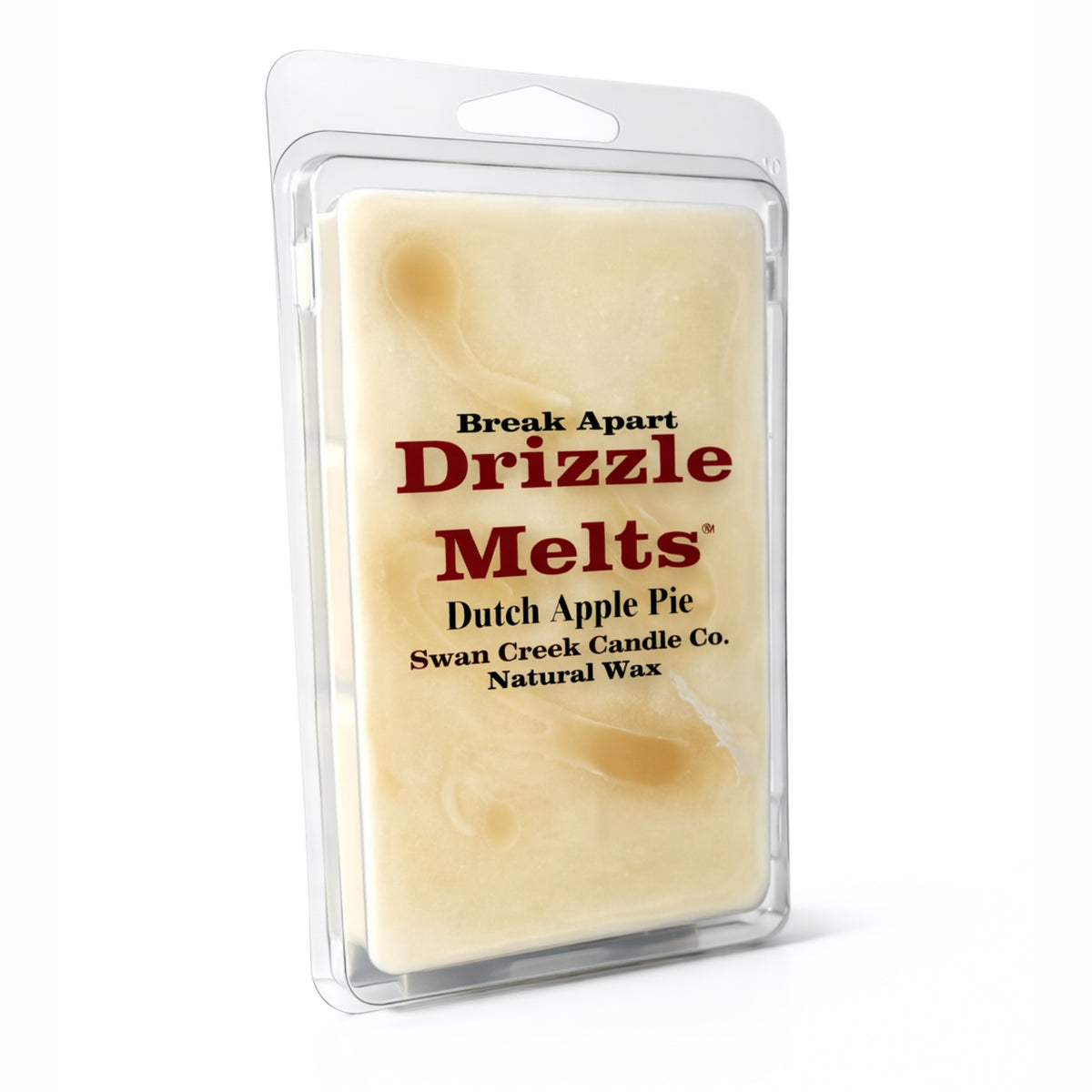 Packaged wax melt with 'Drizzle Melts' branding on a white background