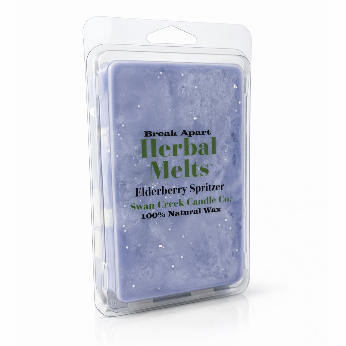 Packaged herbal melts with text on a white background