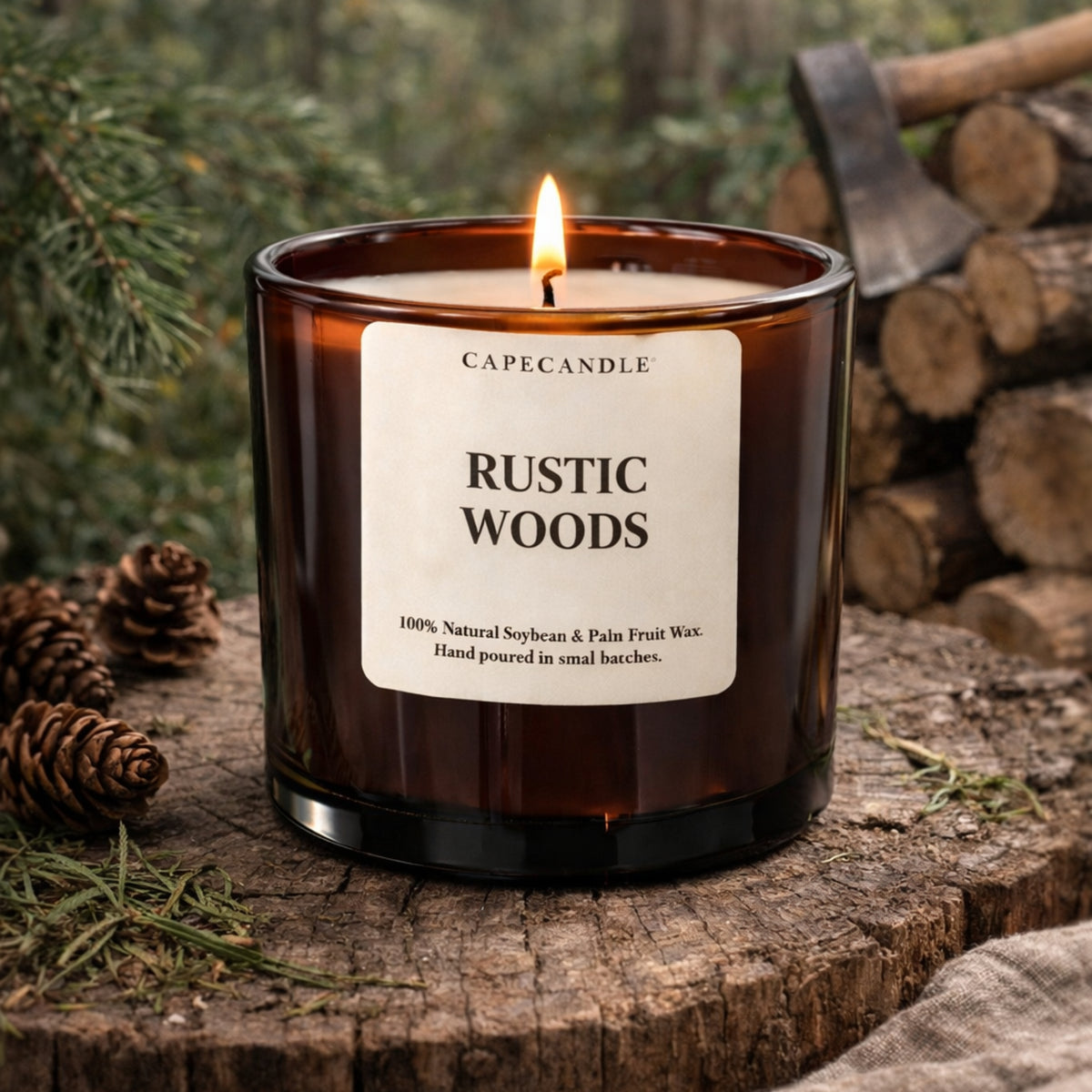 Rustic Woods Amber Jar Candle