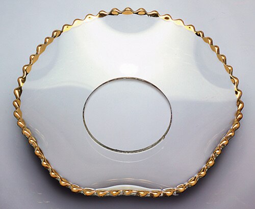 Bobeche - SET OF 2 Gold Fluted Ridged Glass 2.75 Inch