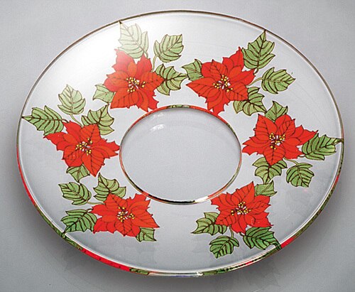 Bobeche - SET OF 2 Poinsettia Glass 2.75 Inch