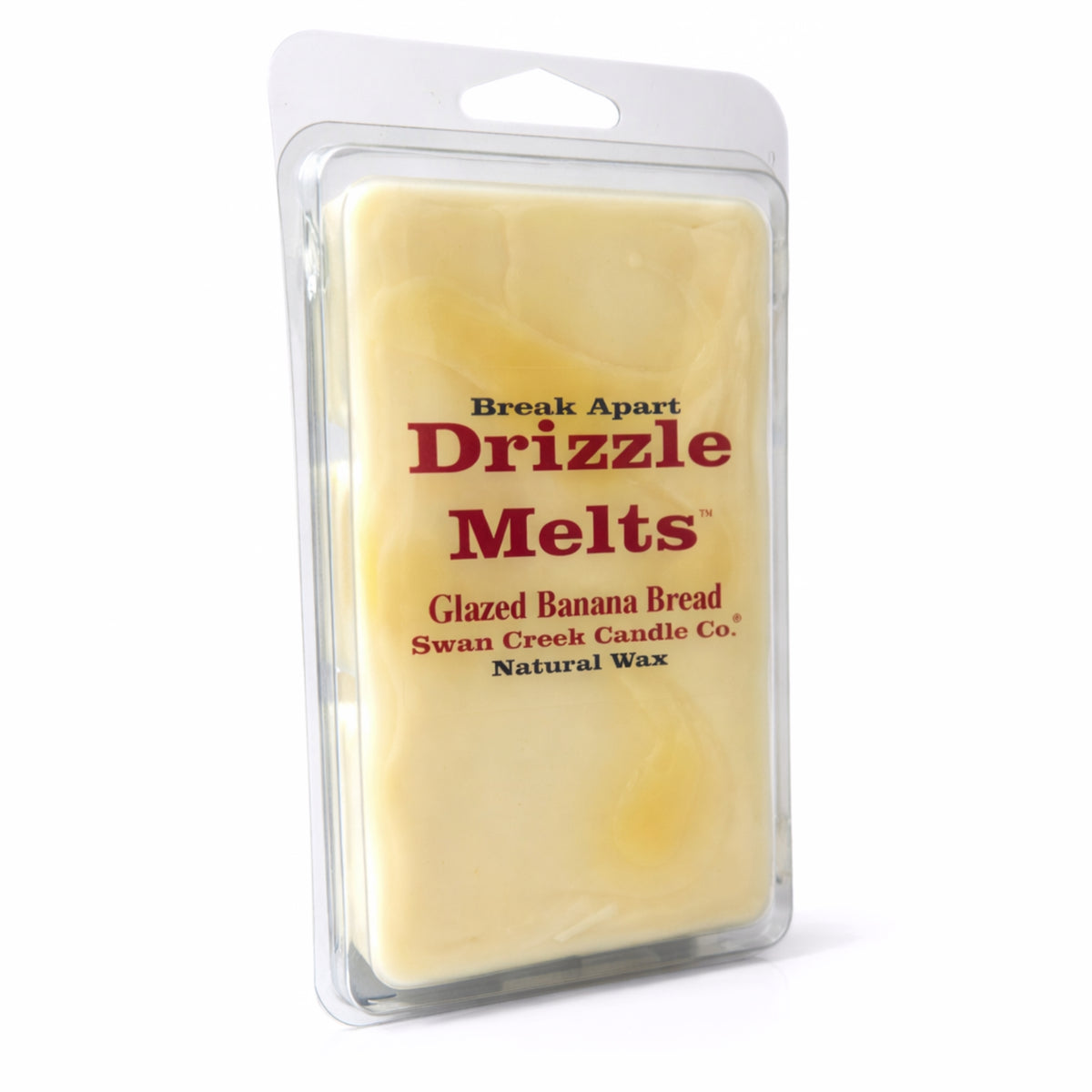Packaged wax melt with 'Drizzle Melts' branding on a white background