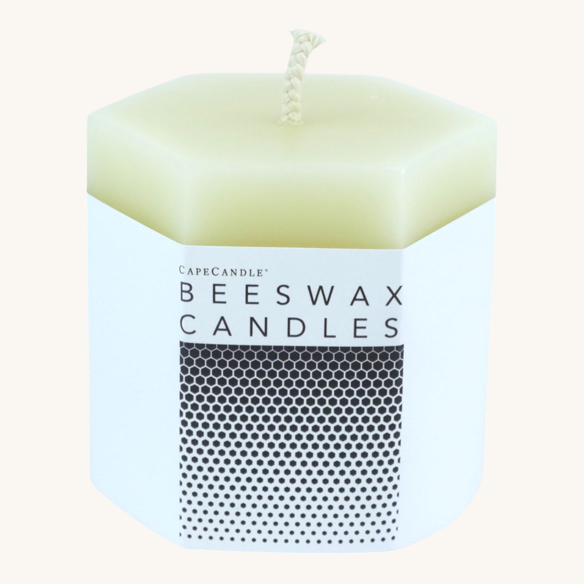 Beeswax Ivory Hexagon Pillar Candle - 3x3 inch