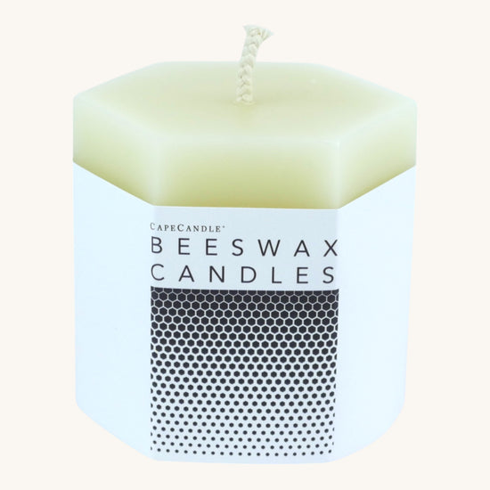 Beeswax Ivory Hexagon Pillar Candle - 3x3 inch