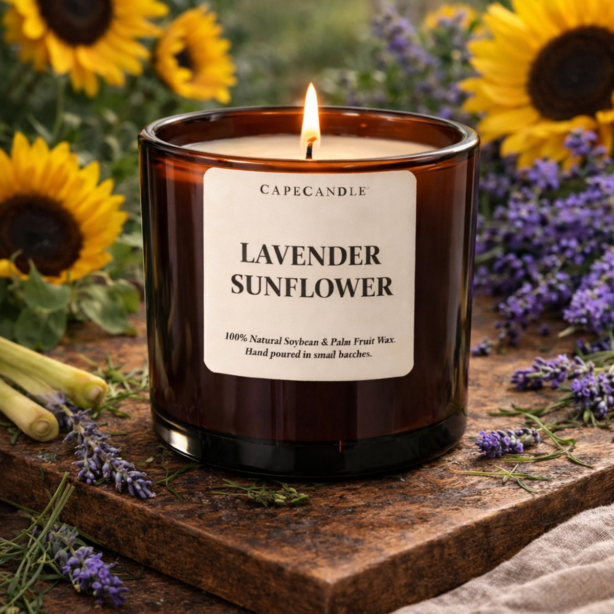 Lavender Sunflower Amber Jar Candle