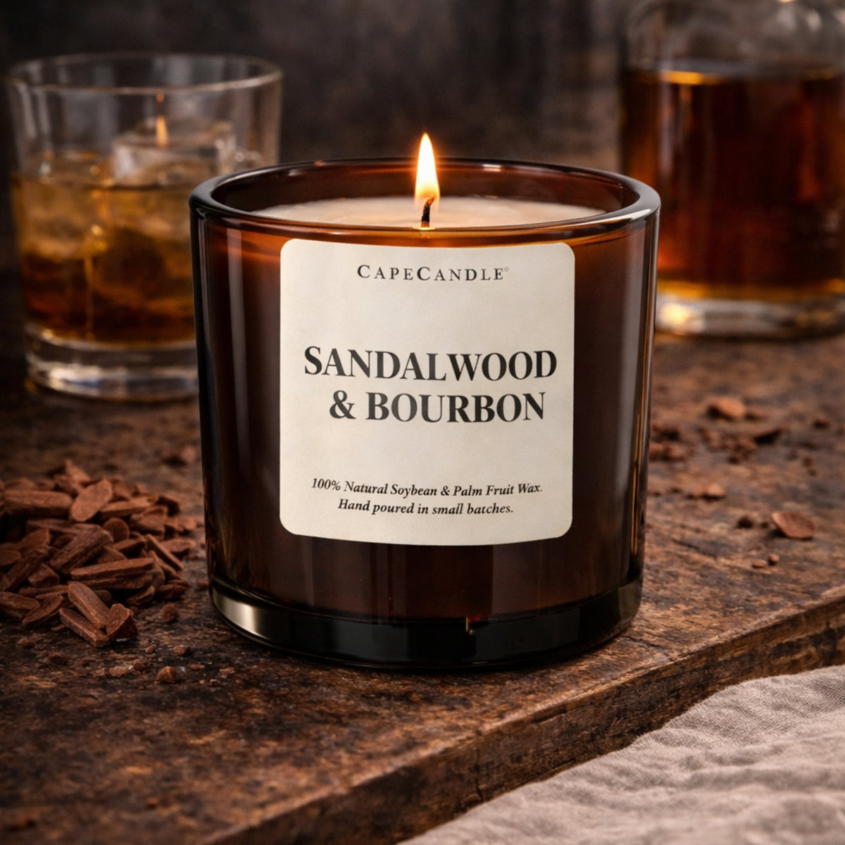 Sandalwood & Bourbon Amber Jar Candle