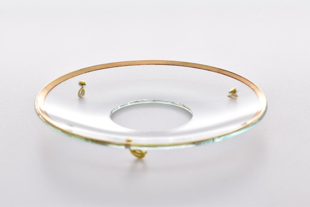 Bobeche - SET OF 2 Gold Border Glass 2.75 Inch with Three Gold Hooks