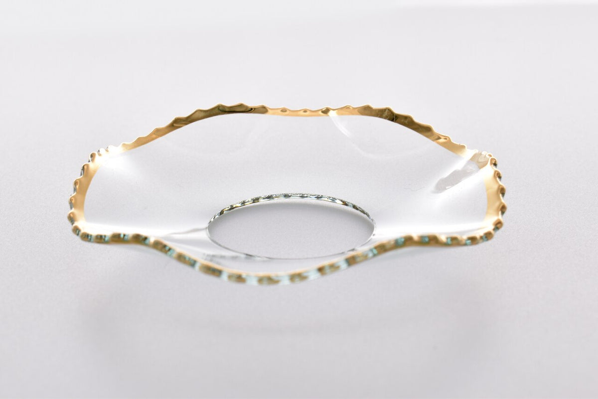 Bobeche - SET OF 2 Gold Fluted Ridged Glass 2.75 Inch