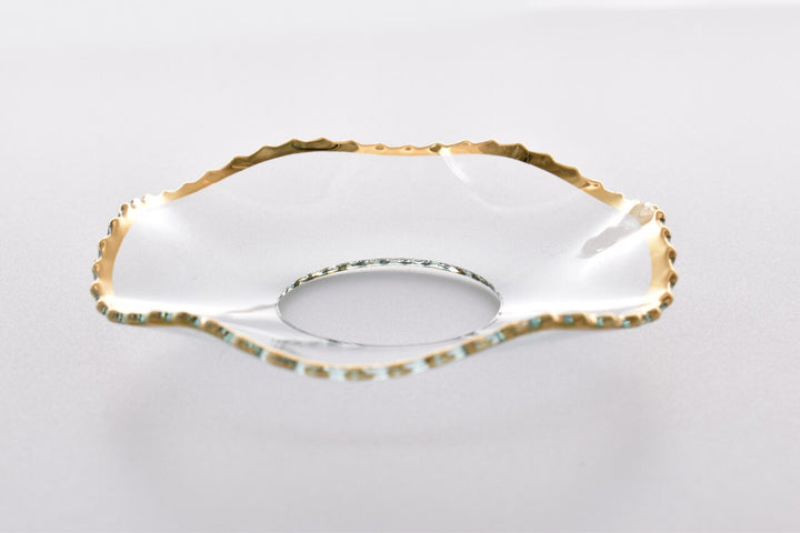 Bobeche - SET OF 2 Gold Fluted Ridged Glass 2.75 Inch