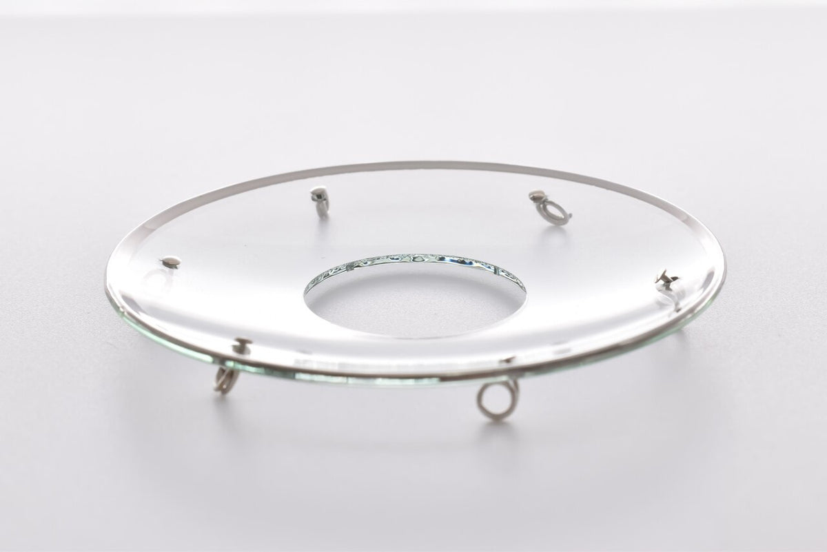 Bobeche - SET OF 2 Silver Border With Six Silver Hooks Glass 2.75 Inch
