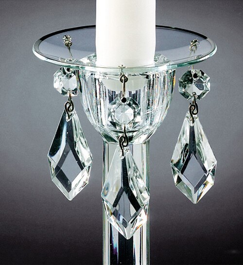 Bobeche - SET OF 2 Silver Border with 4 Diamond Crystal Prisms 2.75 Inch